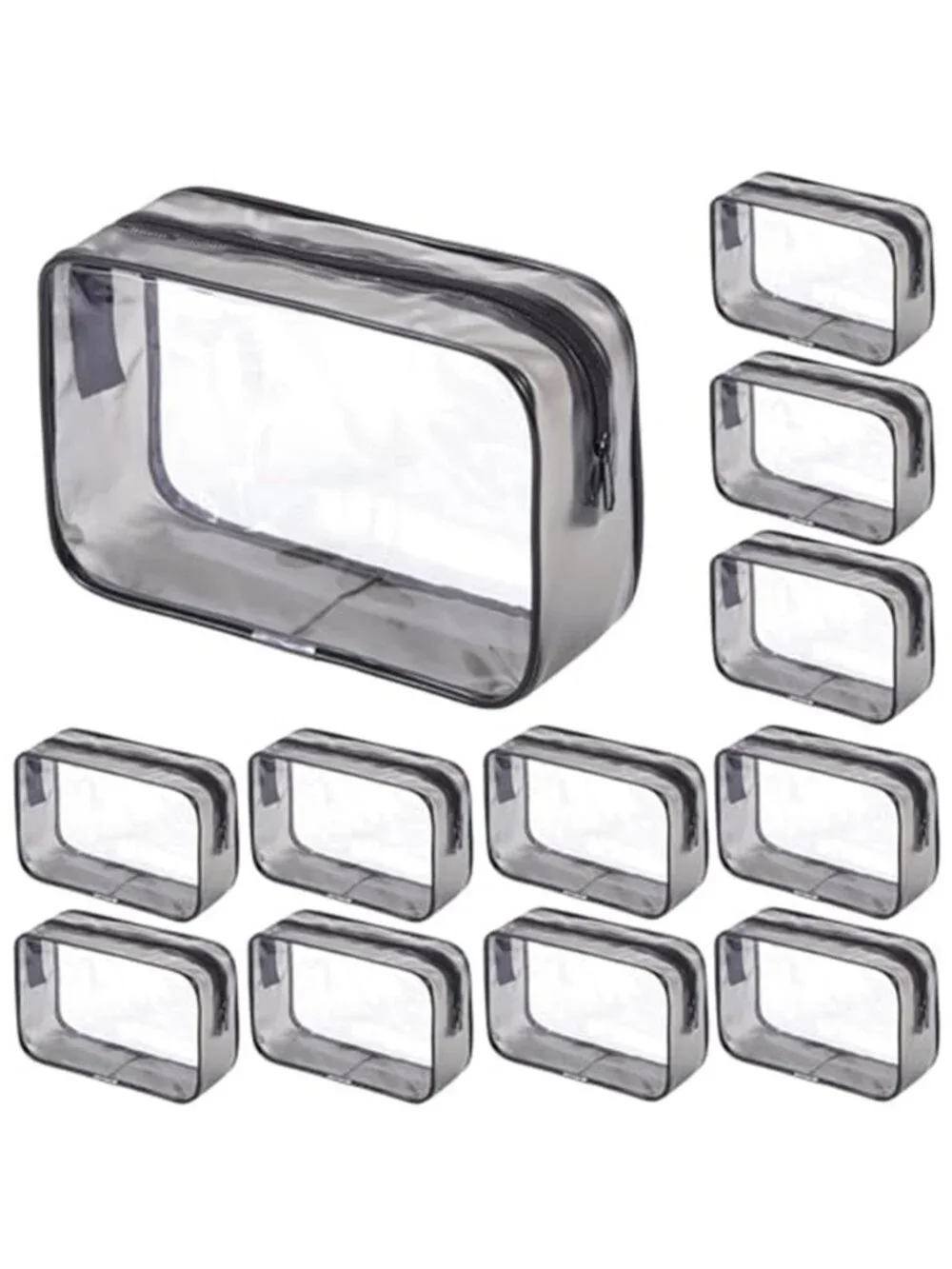 12 Pcs Clear Makeup Bags Bulk with Zipper, Clear PVC Travel Toiletry